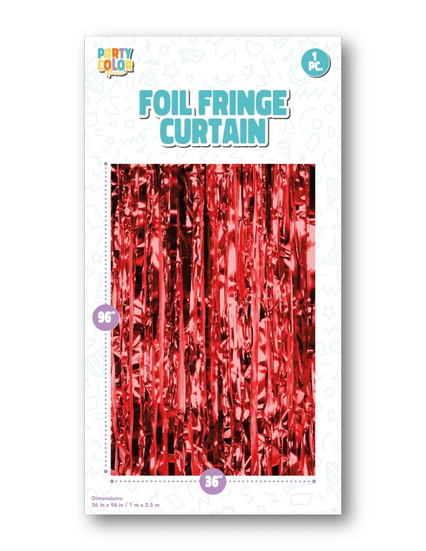 RED GLOSS FOIL FRINGE DOOR CURTAIN