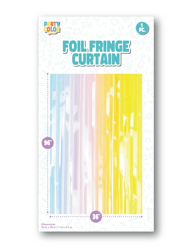 GRADIENT MACARON FOIL FRINGE CURTAIN