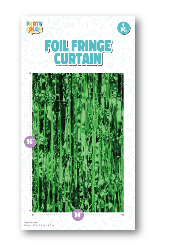GREEN GLOSS FOIL FRINGE DOOR CURTAIN