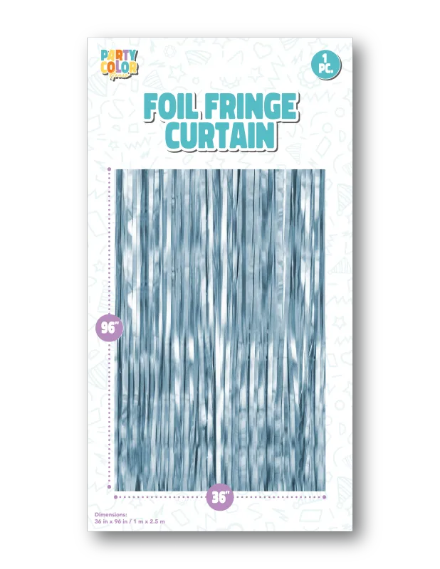 LT. BLUE MATTE FOIL FRINGE DOOR CURTAIN FC-025997