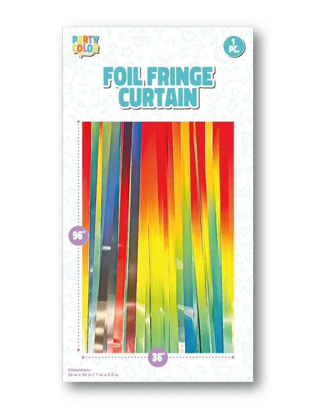 GRADIENT BLUE-RED FOIL FRINGE CURTAIN