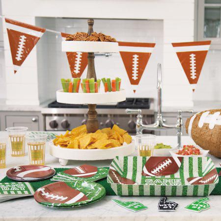 Football Party Round Dessert Paper Plates, 7"