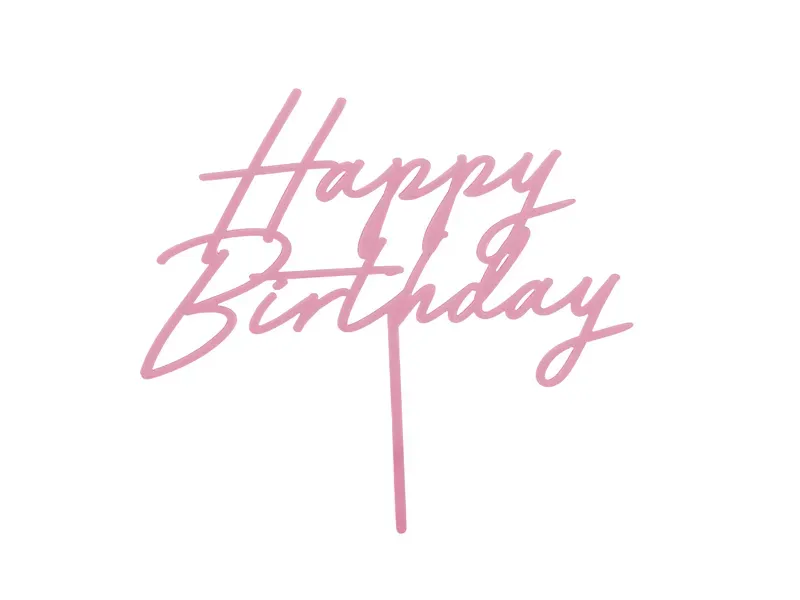 ACRYLIC CAKE TOPPER "HAPPY BIRTHDAY" LIGHT PINK (16.5CM)