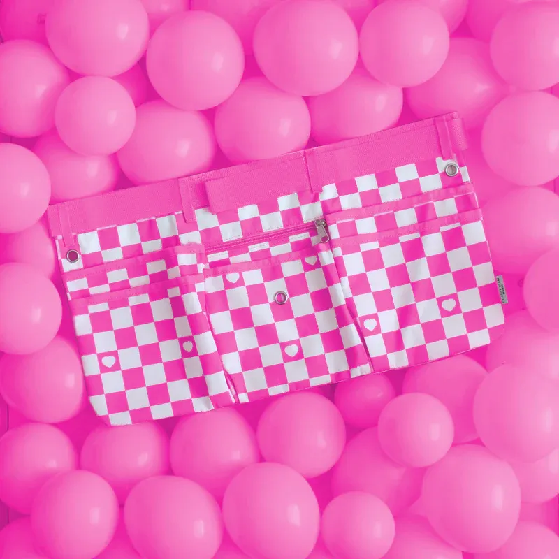 Maker Apron - Hot Pink and White Checkered Pattern