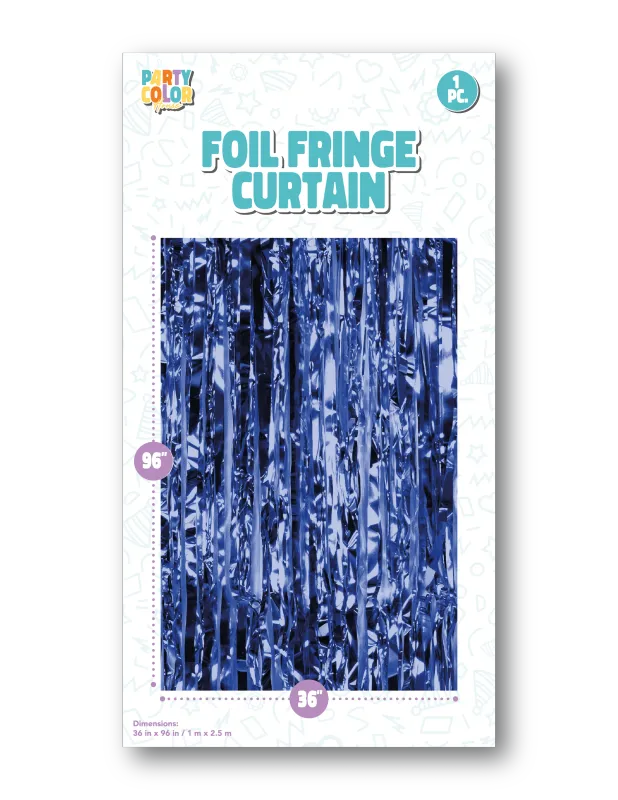 BLUE GLOSS FOIL FRINGE DOOR CURTAIN