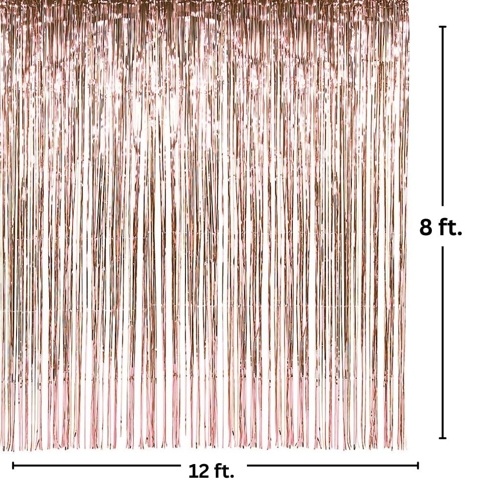 Large Rose Gold Metallic Fringe Backdrop Curtain