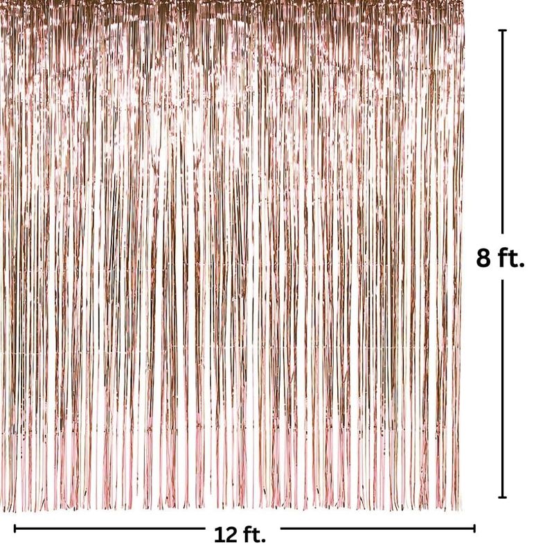 Large Rose Gold Metallic Fringe Backdrop Curtain