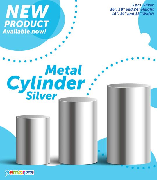 Silver Metal Cylinder Stand 74-0335 – Balloon Display Stand for Party Decorations