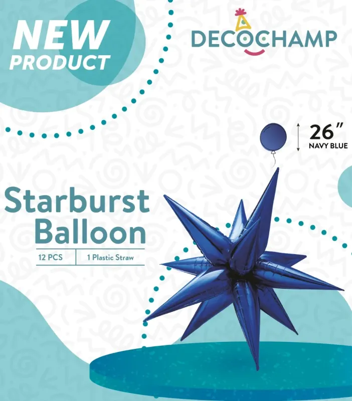 Foil Balloon Starburst Navy Blue  26in