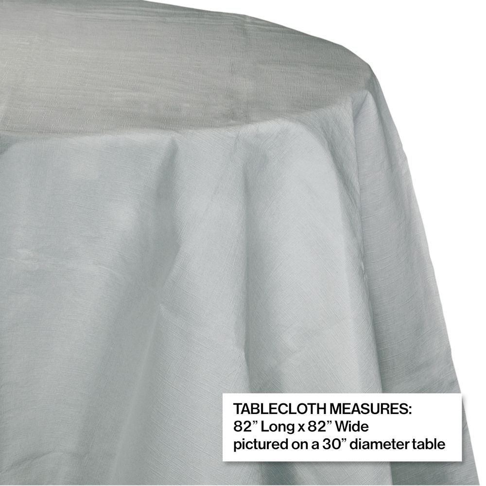 Shimmering Silver 82in Round Tablecover