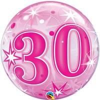Bubble Balloon Pink Starburst Sparkle 22in