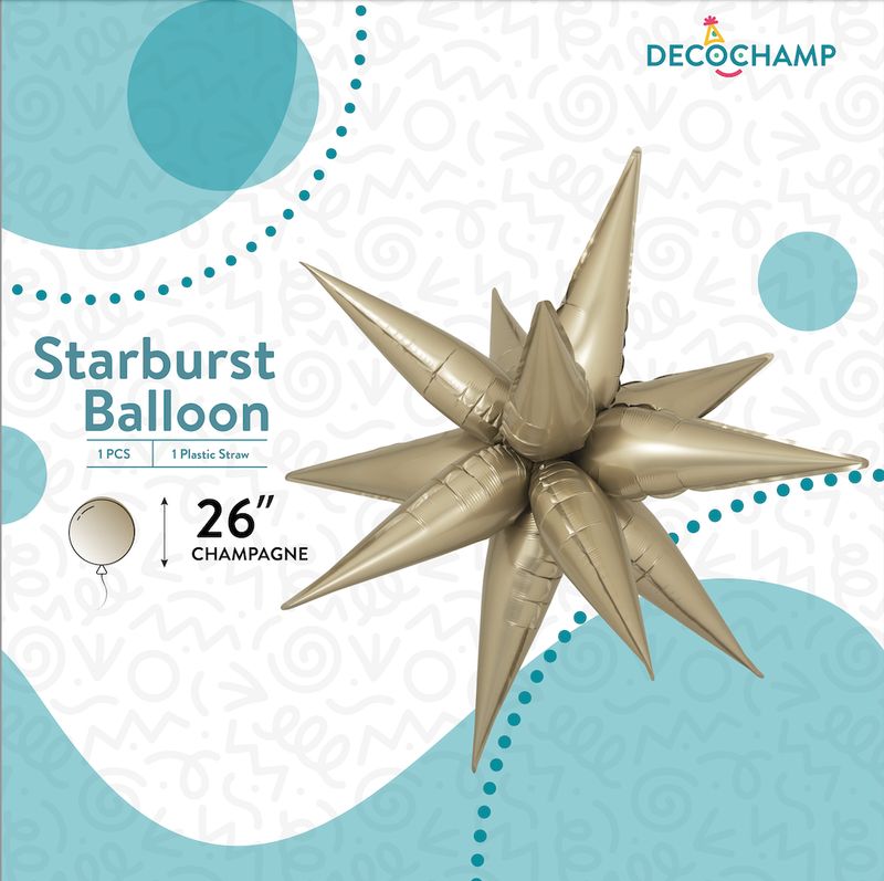 Foil Balloon Starburst Champagne 26in