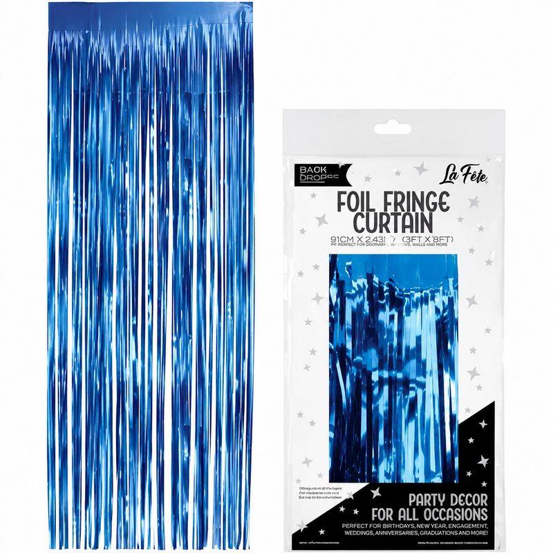 BLUE FOIL FRINGE CURTAIN