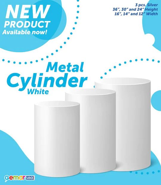 White Metal Cylinder Stand 74-0335 – Balloon Display Stand for Events & Parties