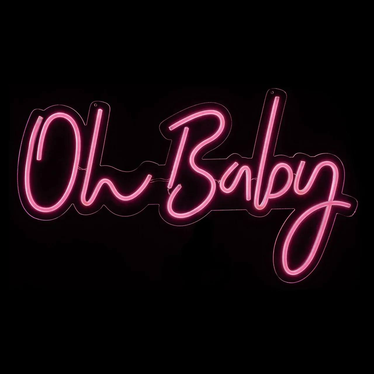 Oh Baby Pink LED Neon Sign with Hanging Chains