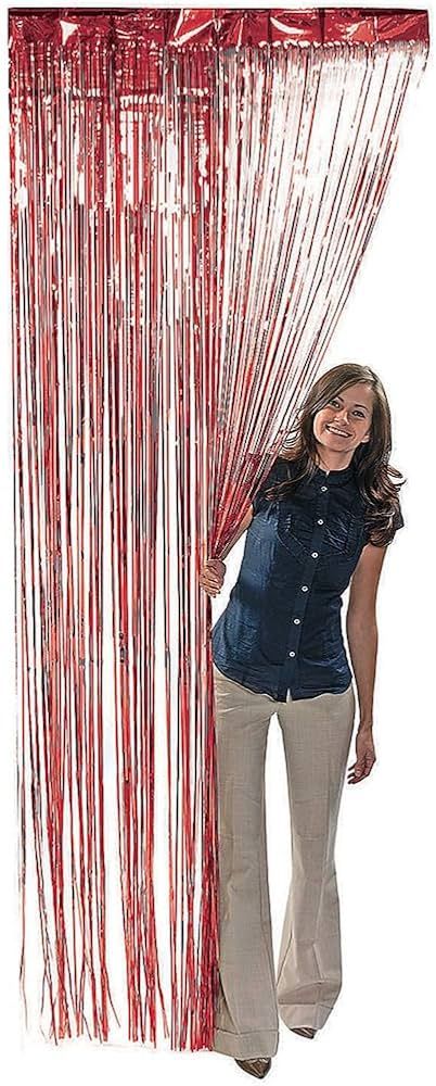 Red Metallic Fringe Curtain