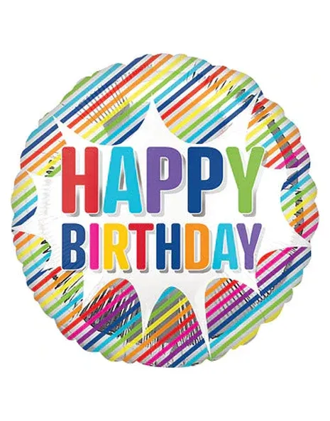 28" Happy Birthday Striped burst