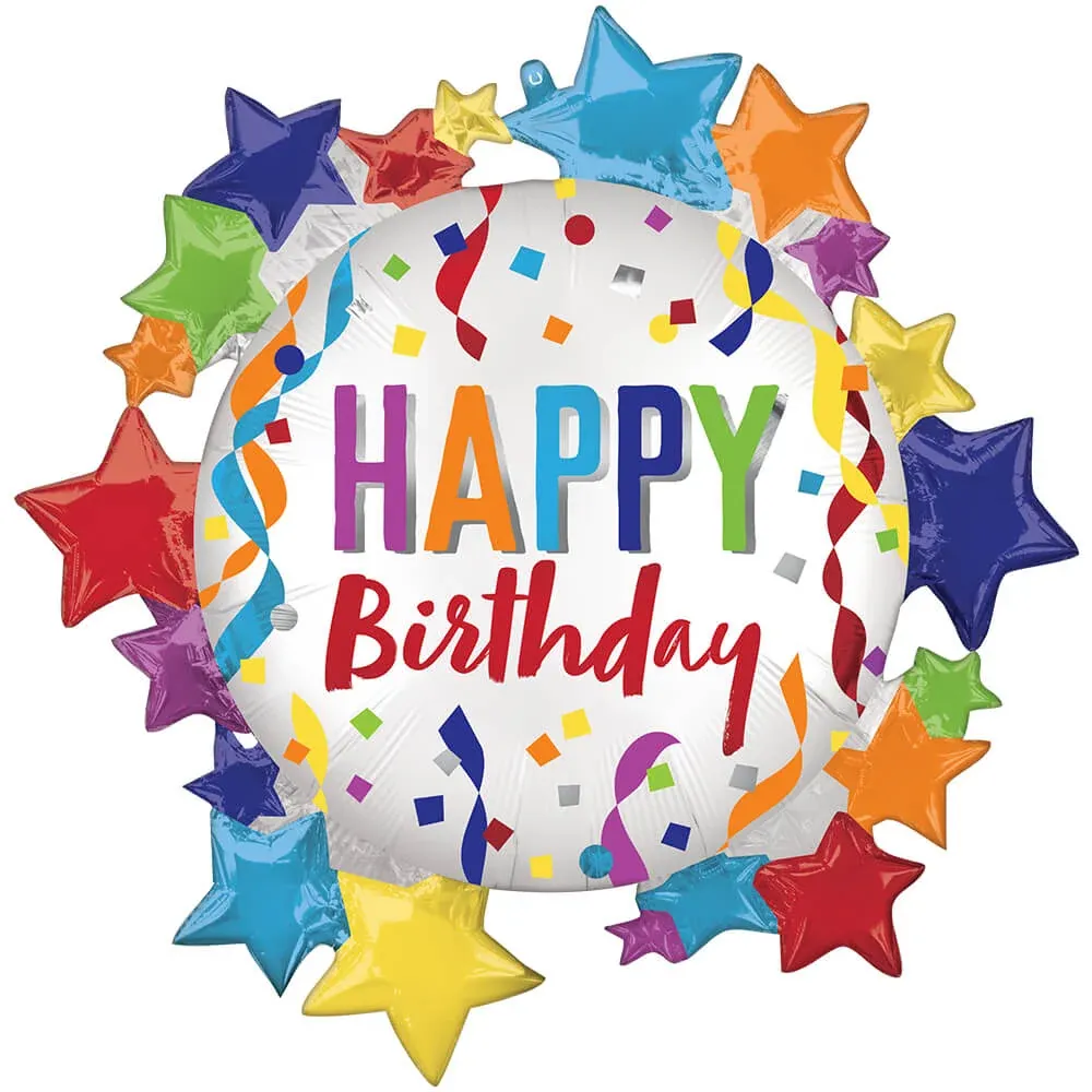 SATIN HAPPY BIRTHDAY STAR SUPER SHAPE