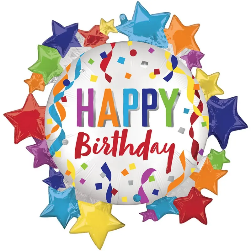 SATIN HAPPY BIRTHDAY STAR SUPER SHAPE