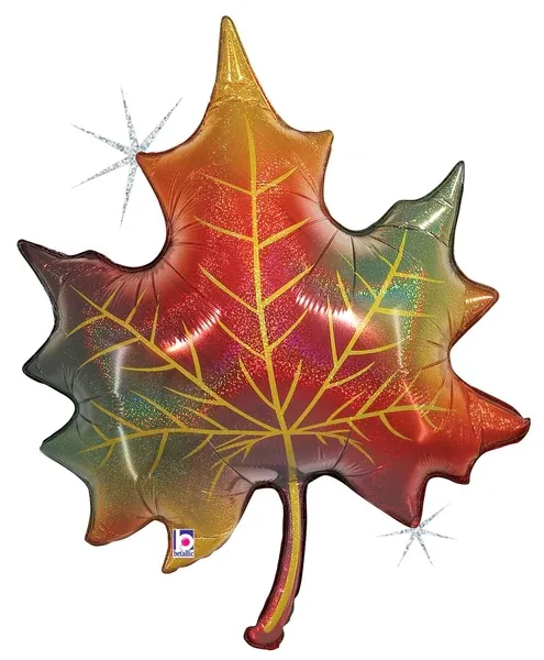 35" GLITTER FALL LEAF GLITTER HOLOGRAPHIC SHAPE