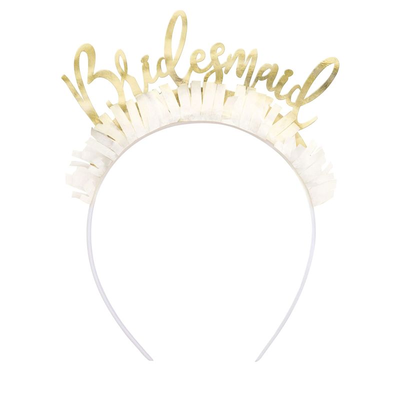 Bridesmaid Bachelorette Party Headbands (4ct) - Elegant Gold & White Design