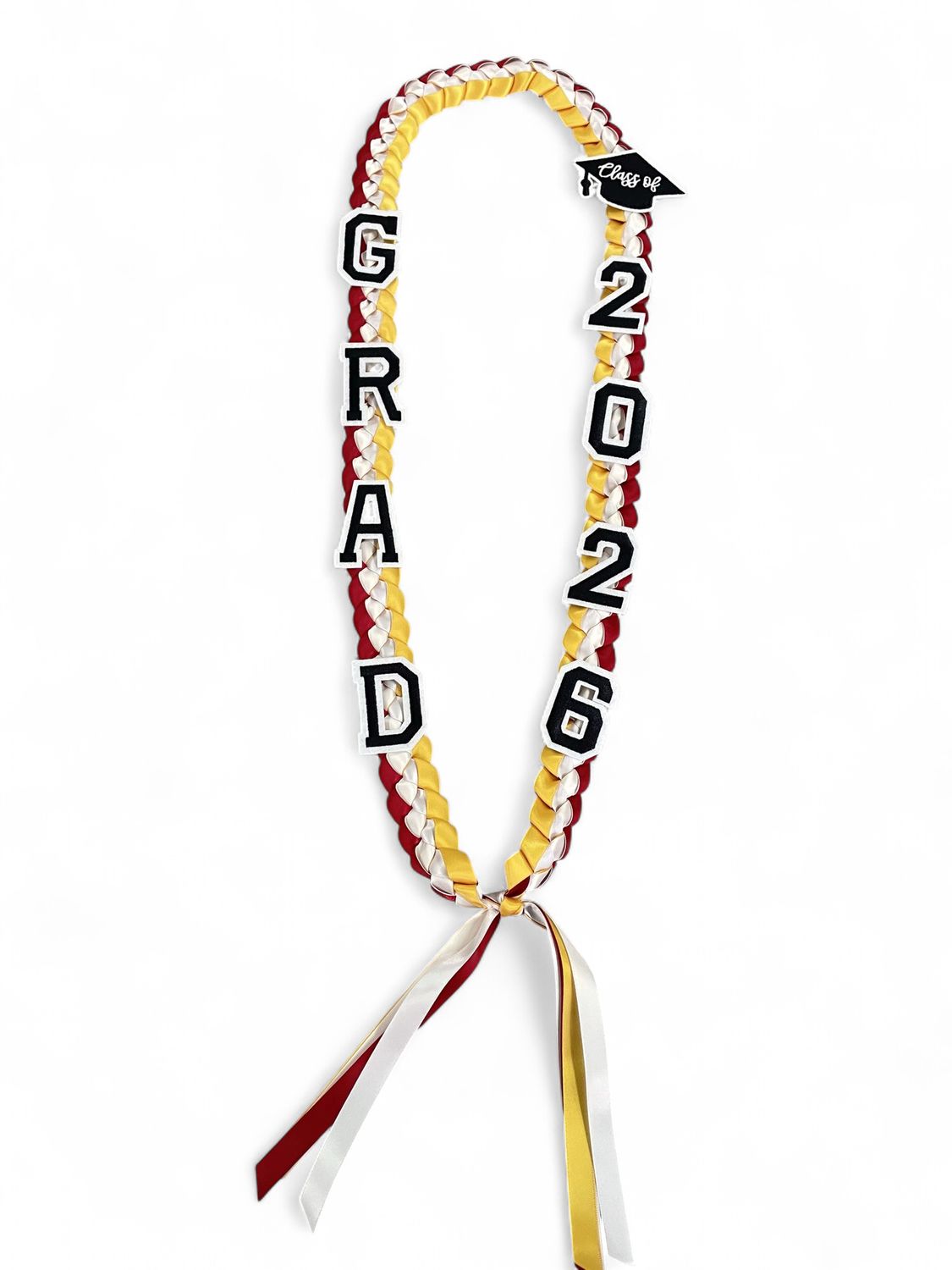 Class Of 2026 Burgundy, Gold and White Lei