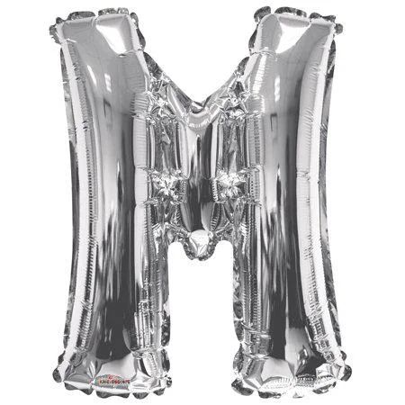 Kaleidoscope Jumbo Letter M Foil Mylar Balloon, Silver