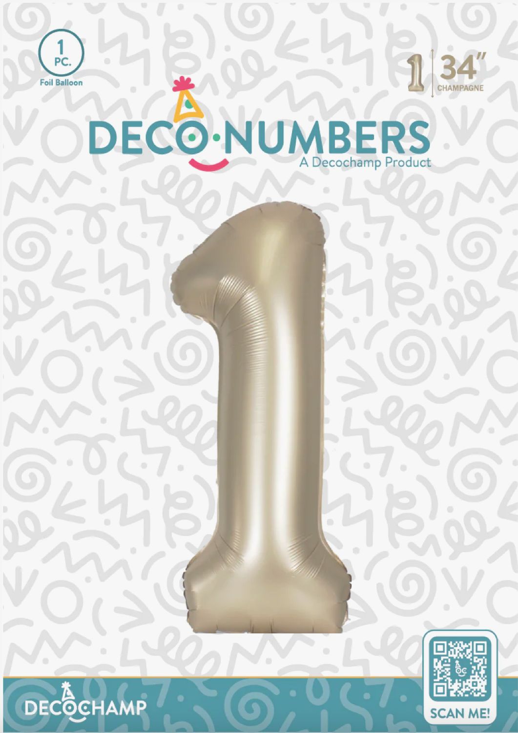 Decochamp Lilac Number 1 Foil Balloon 34in