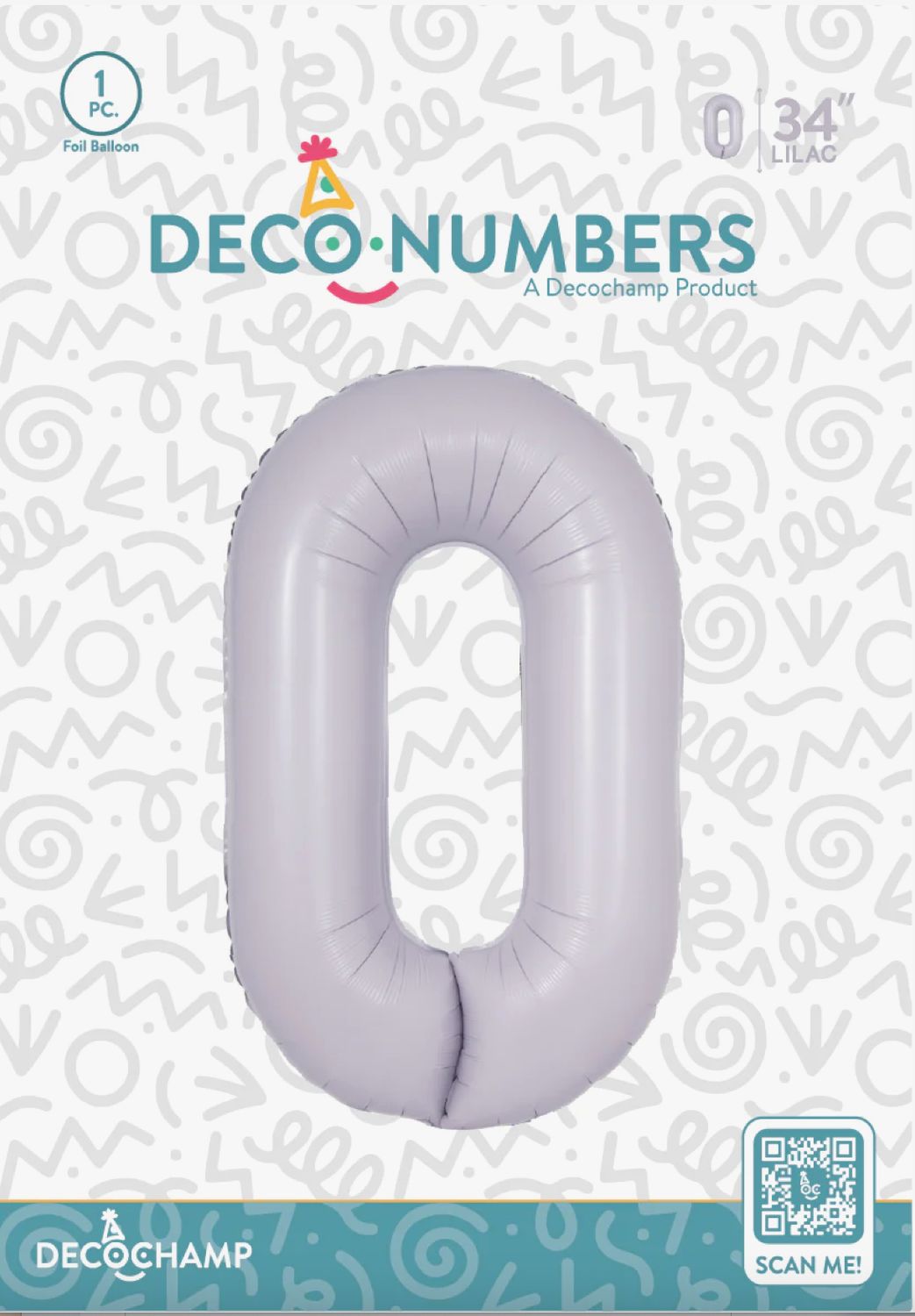 Decochamp Lilac Number 0 Foil Balloon 34in