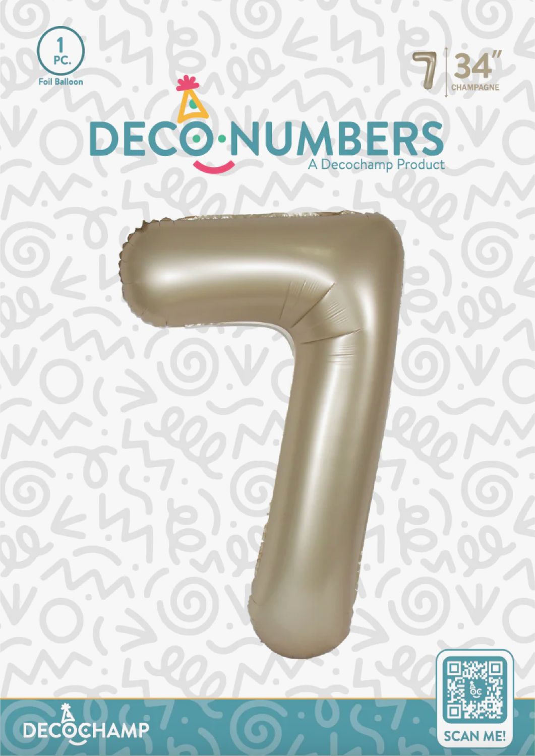 Decochamp Champagne Number 7 Foil Balloon 34in