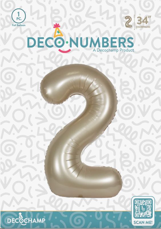 Decochamp Champagne Number 2 Foil Balloon 34in
