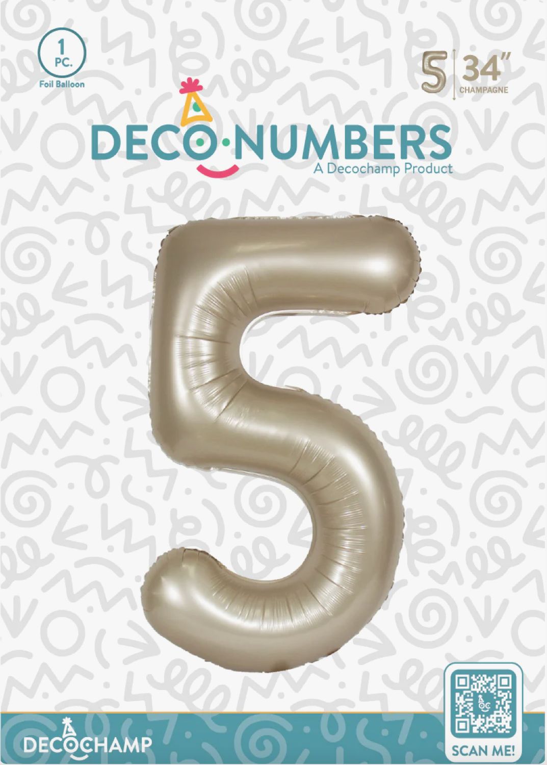 Decochamp Champagne Number 5 Foil Balloon 34in