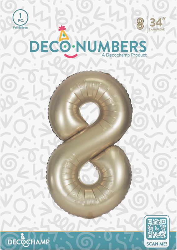 Decochamp Champagne Number 8 Foil Balloon 34in