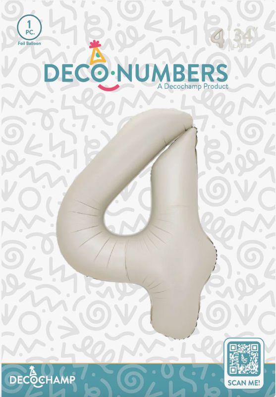 Decochamp Latte Number 4 Foil Balloon 34in