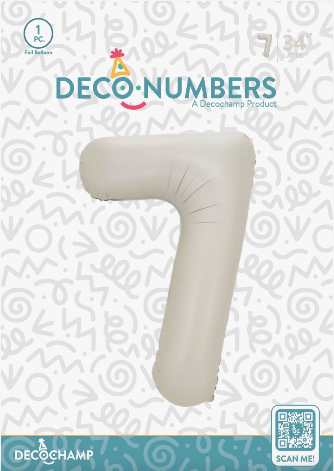 Decochamp Latte Number 7 Foil Balloon 34in