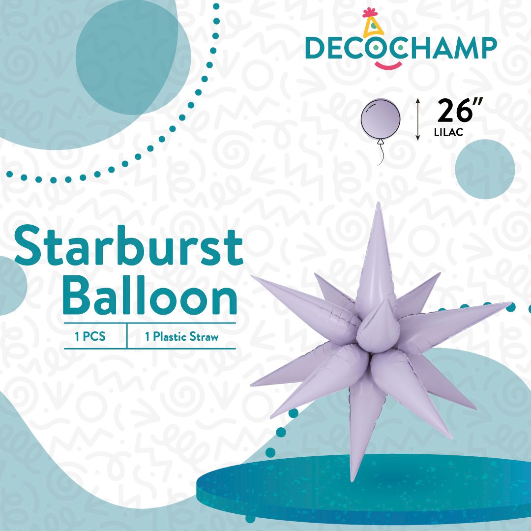 Decochamp Starburst Balloon Lilac 26in