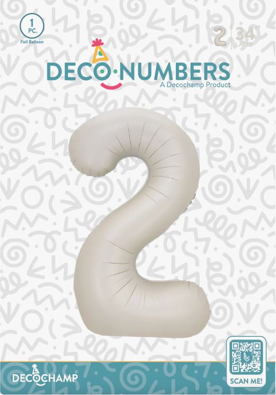 Decochamp Latte Number 2 Foil Balloon 34in