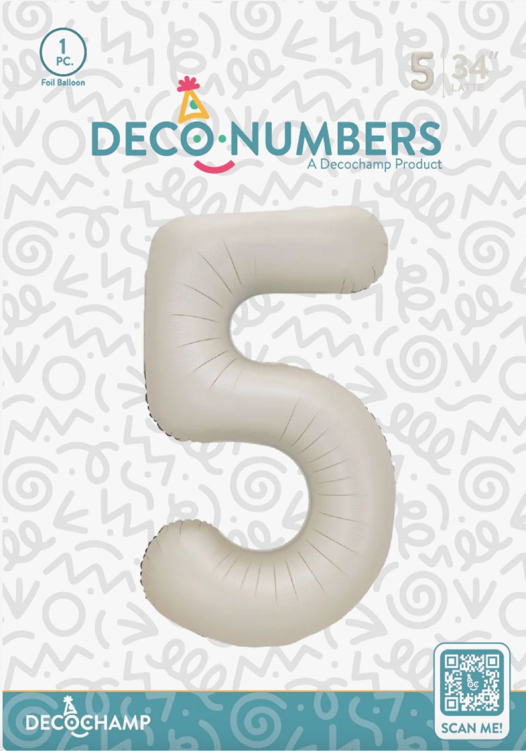 Decochamp Latte Number 5 Foil Balloon 34in