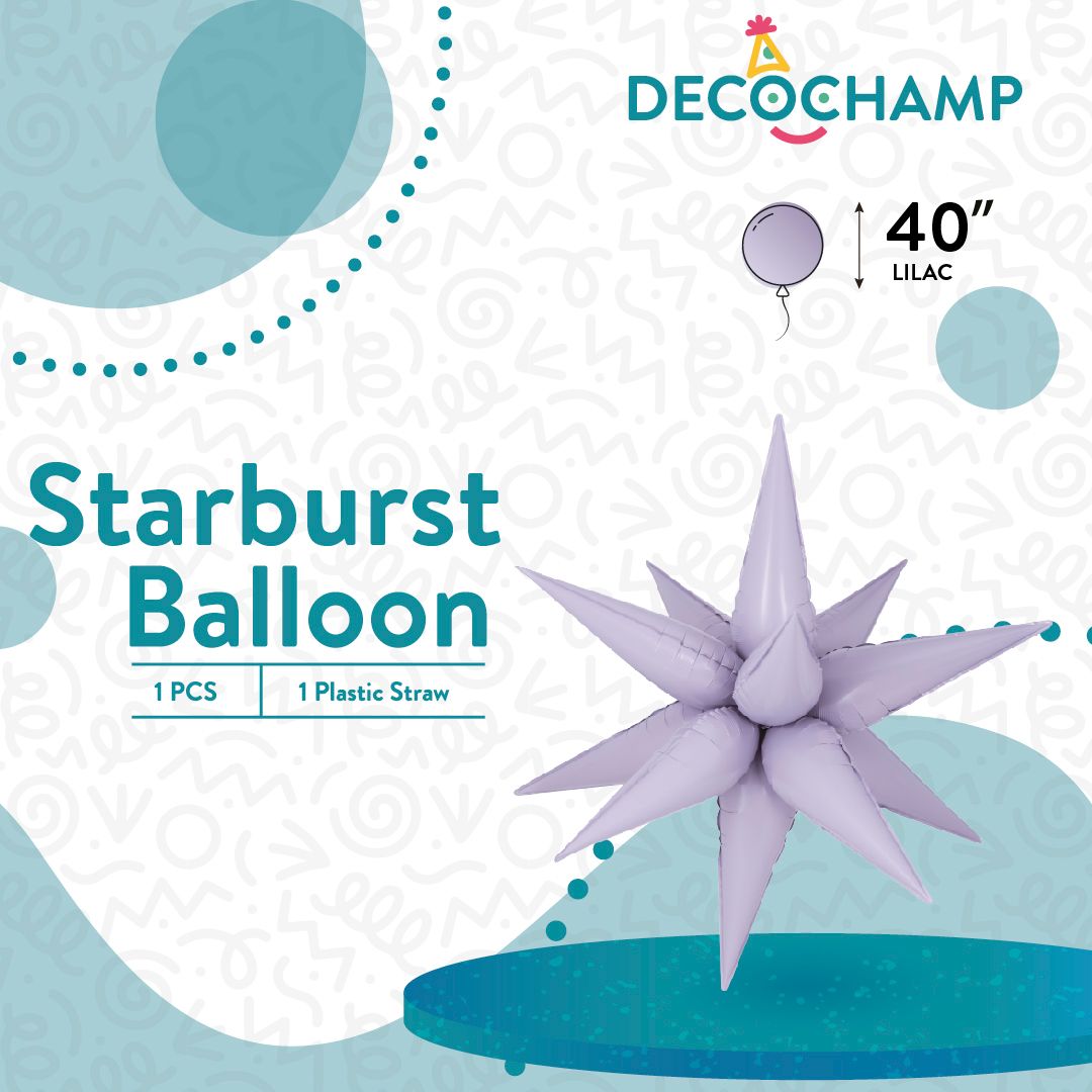 Decochamp Starburst Balloon Lilac 40in