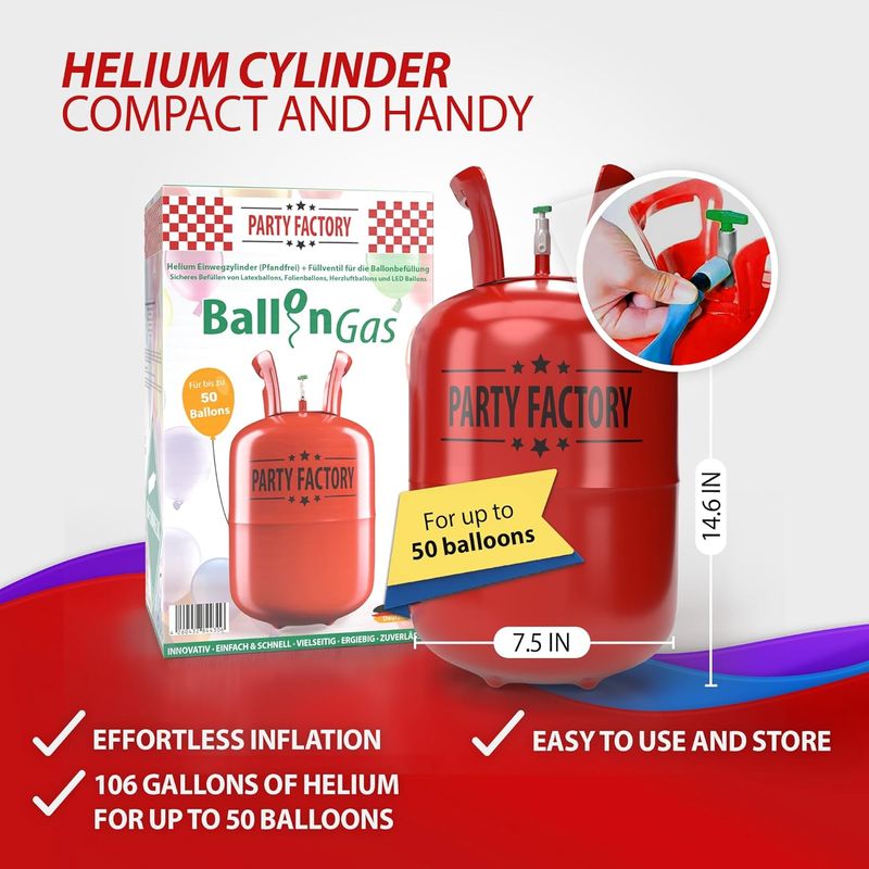 Party Factory Disposable Helium Tank 12 Cu Ft