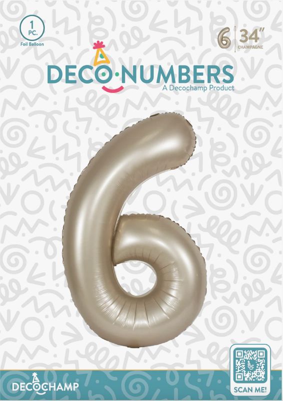 Decochamp Champagne Number 6 Foil Balloon 34in