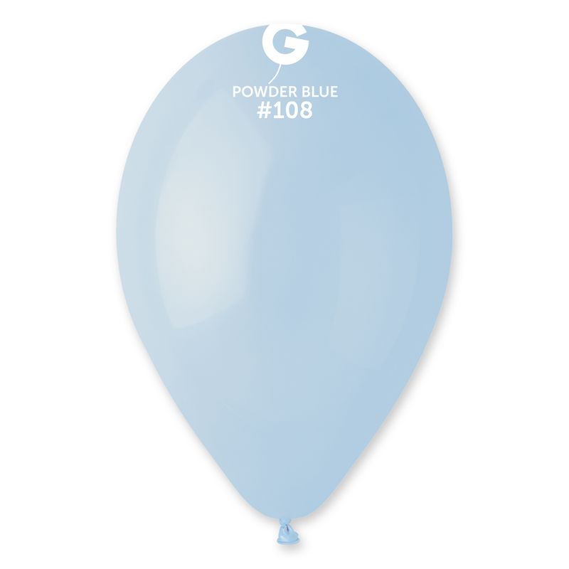 Gemar Standard Powder Blue Latex Balloons #108 12in - 50 pieces