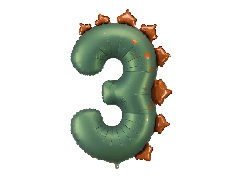 Foil Balloon Number 3 Dinosaur 92cm