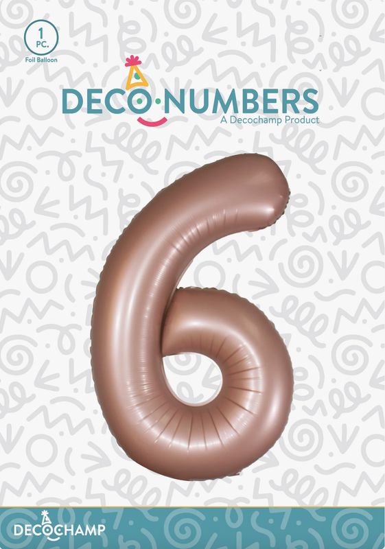 Decochamp Dusty Rose Number 6 Foil Balloon 34in