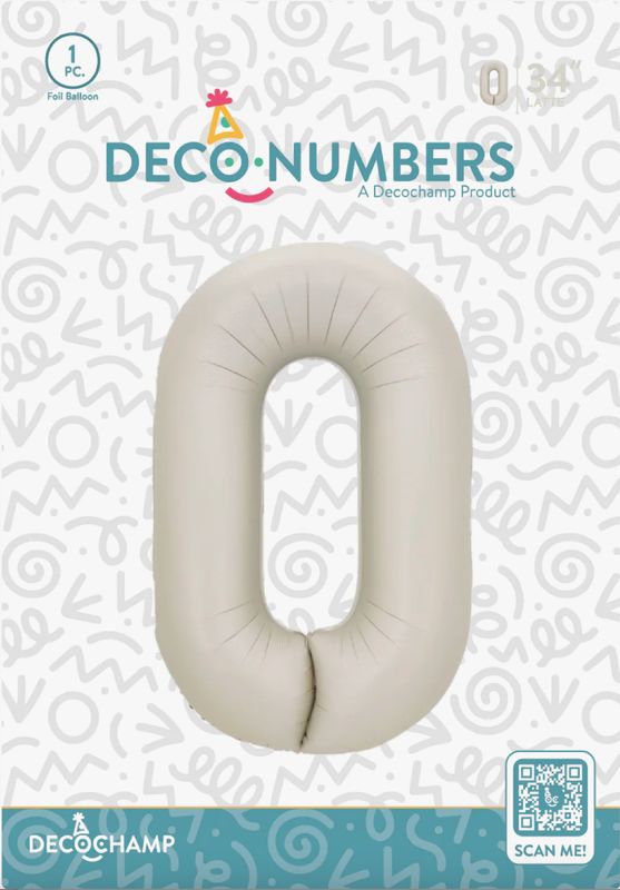 Decochamp Latte Number 0 Foil Balloon 34in