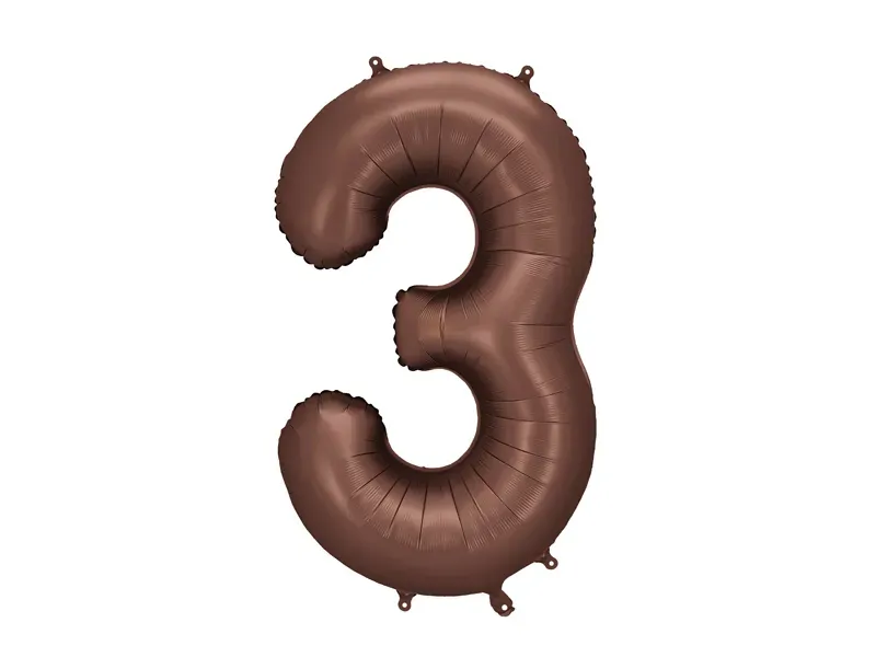 Foil Balloon Number 3 Mocha 86cm