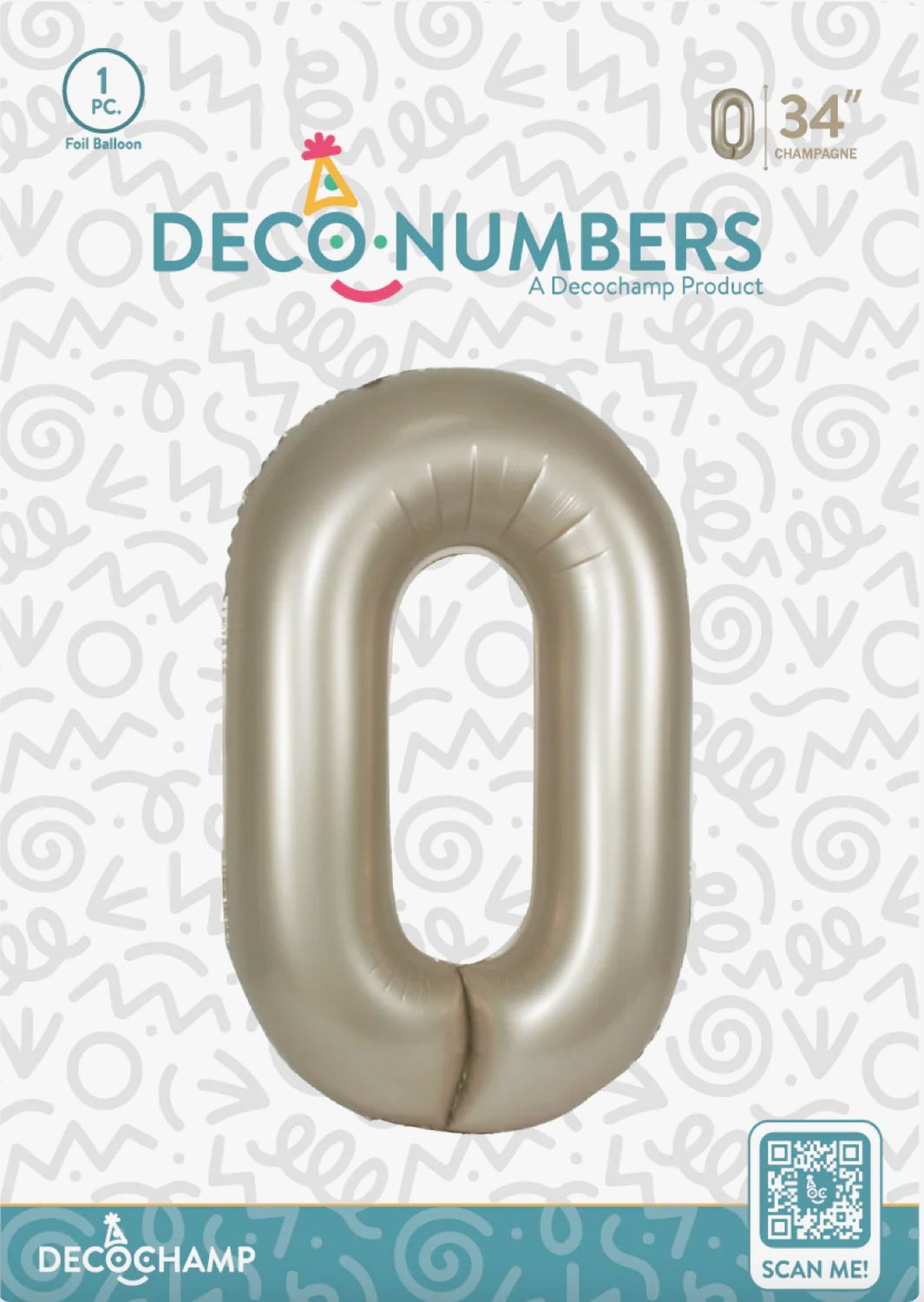 Decochamp Champagne Number 0 Foil Balloon 34in