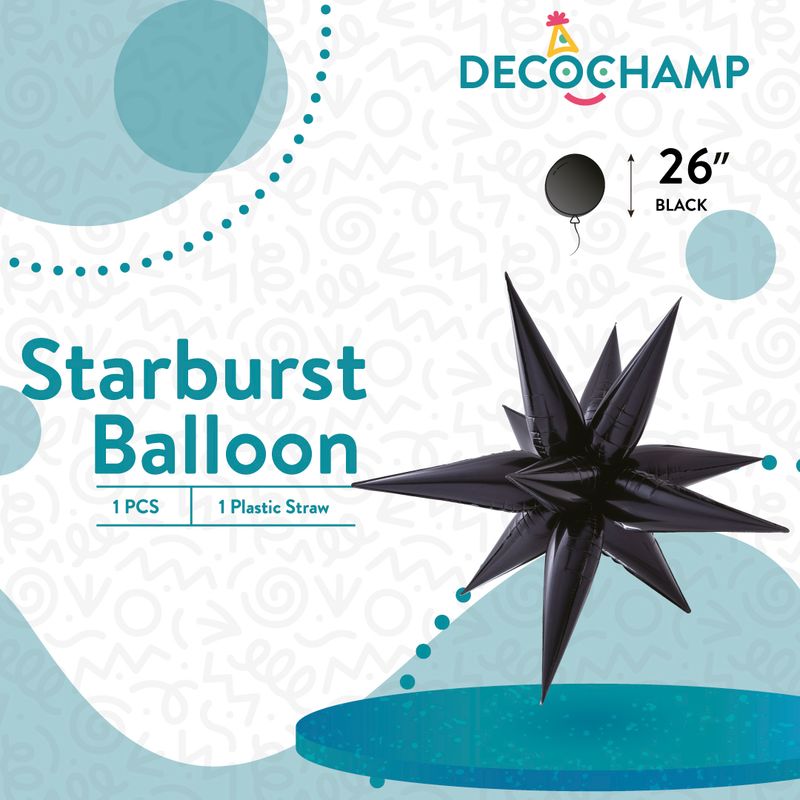Decochamp Starburst Balloon Black 26in