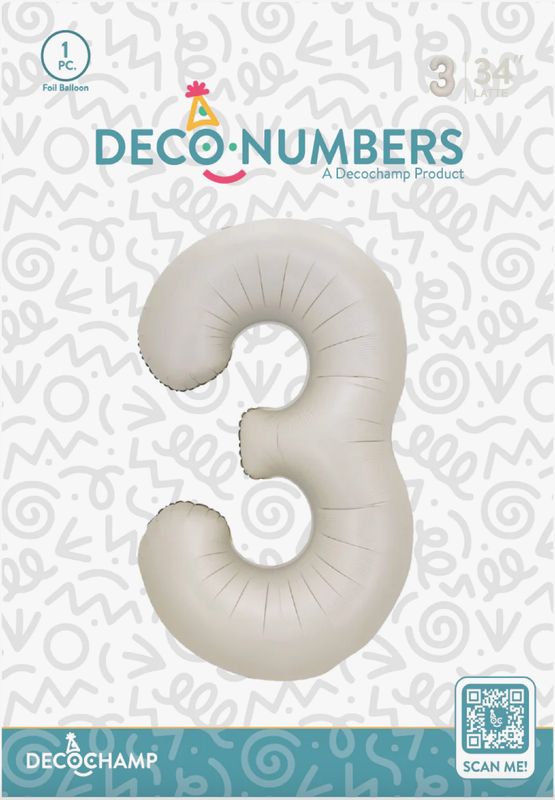 Decochamp Latte Number 3 Foil Balloon 34in