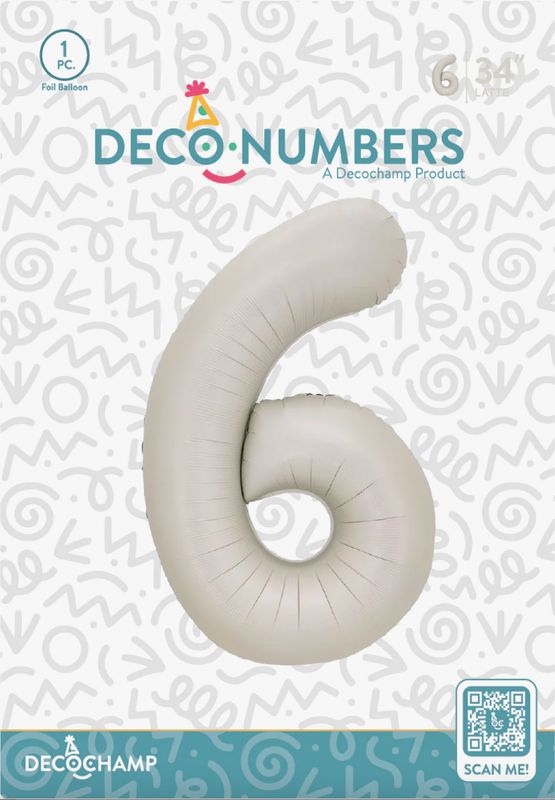 Decochamp Latte Number 6 Foil Balloon 34in